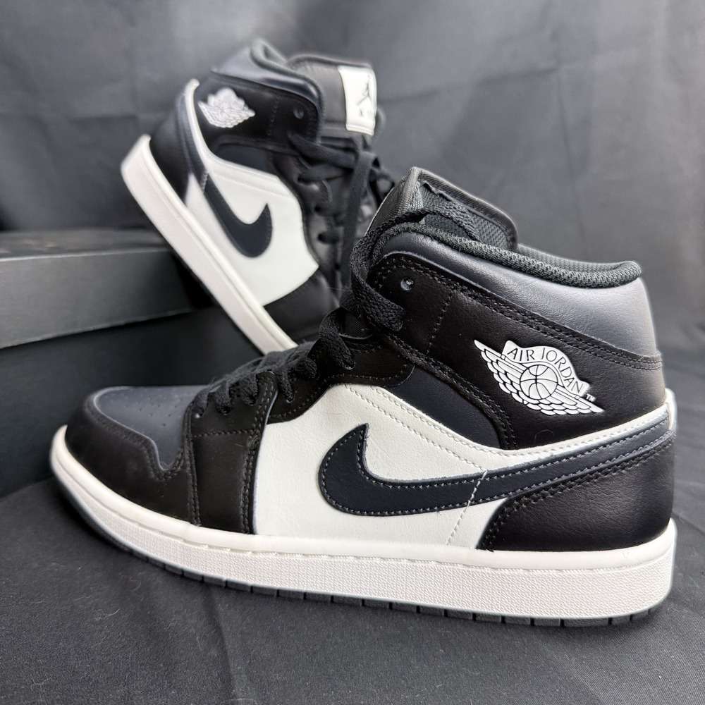 Nike Air Jordan 1 Mid AJ1 Black White Off‎ Noir Toe Limited Rare DQ8426-010 EO